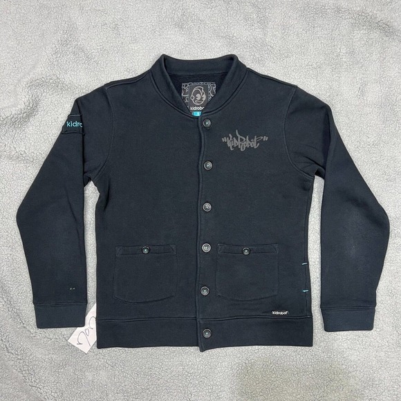 KIDROBOT Tag Logo Button Up Fleece Jacket - L - Picture 2 of 7